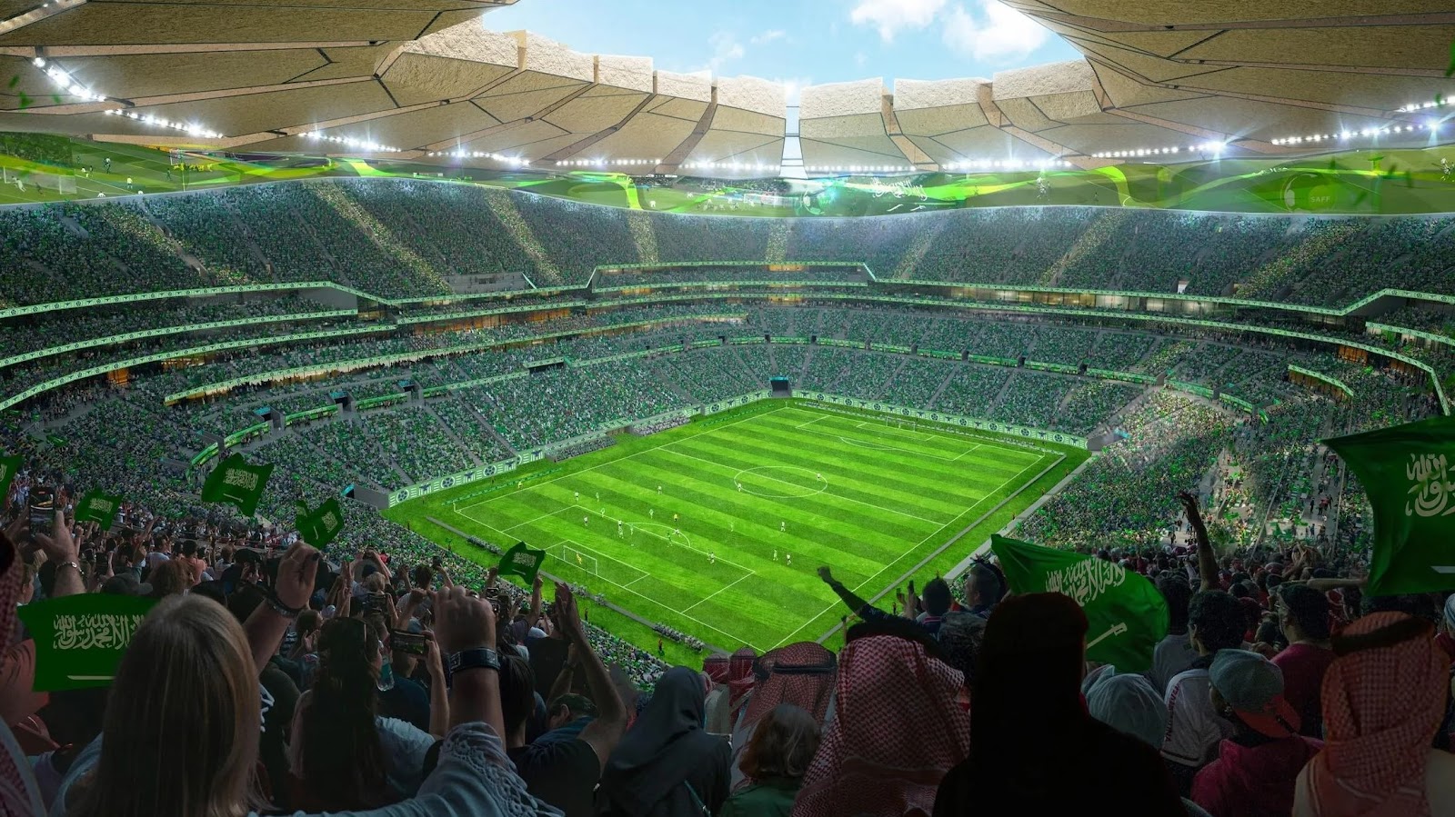 Wujudkan Vision 2030 Arab Saudi Bangun Stadion Futuristik di Puncak Jurang